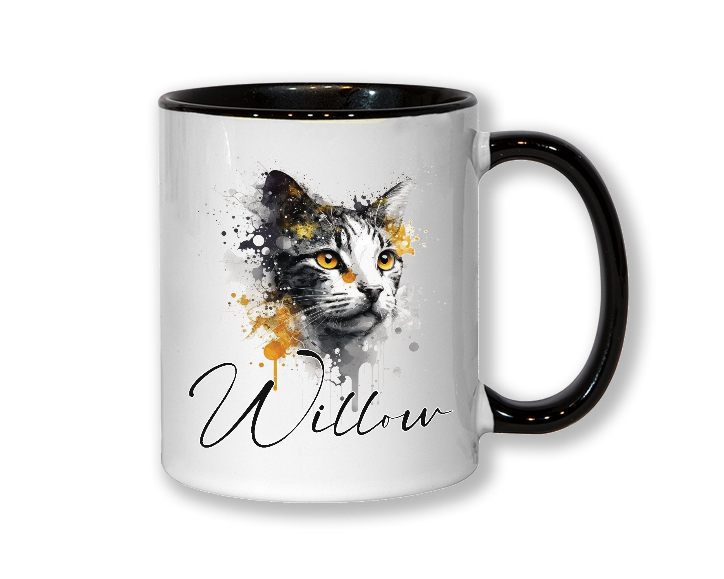 Cat Gift For Cat Lovers - Personalised Coffee Mug with Name - Cat Themed Gift for Cat Owner - Gift for Girls - Watercolour Warrior  MGZ545