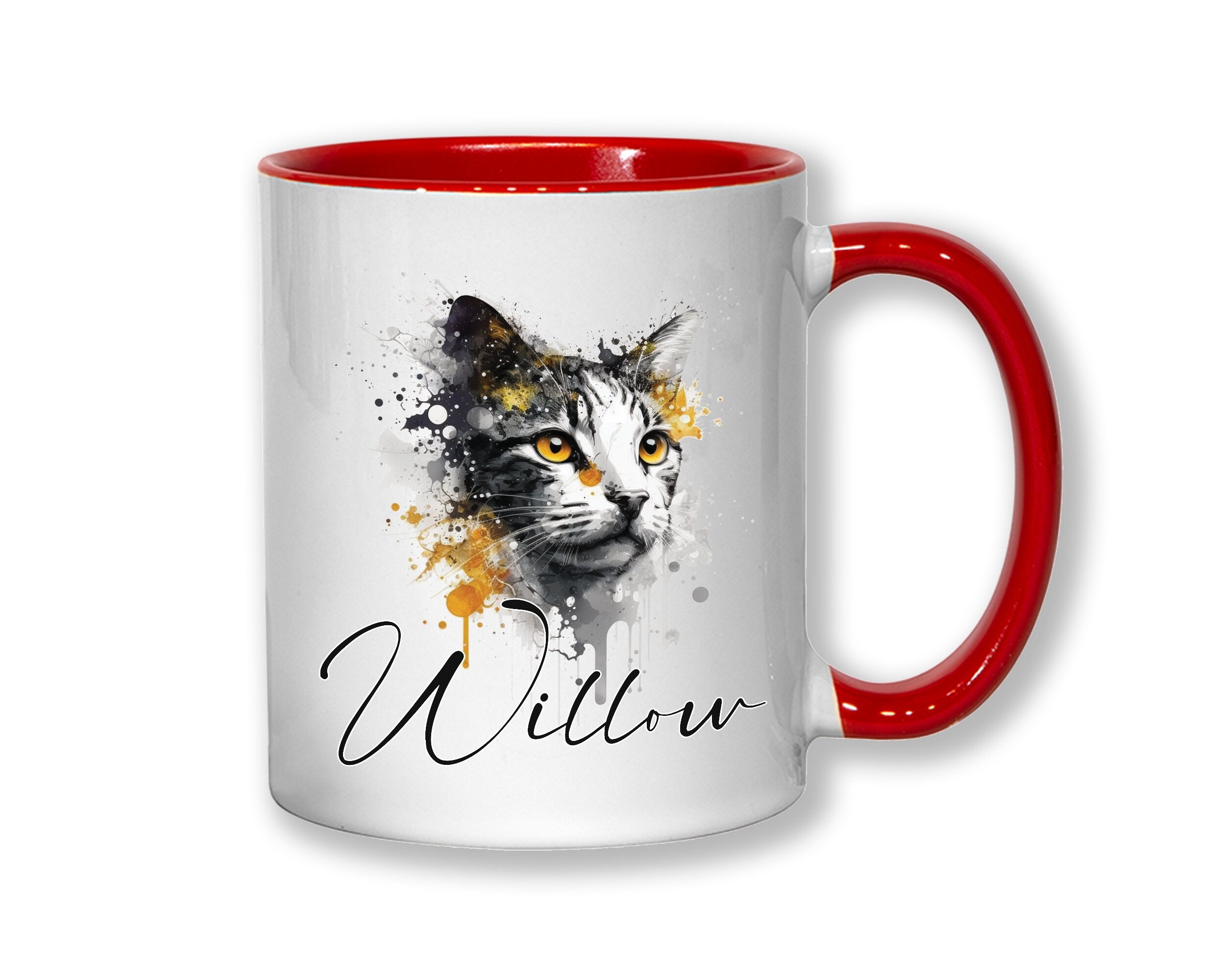 Cat Gift For Cat Lovers - Personalised Coffee Mug with Name - Cat Themed Gift for Cat Owner - Gift for Girls - Watercolour Warrior  MGZ545