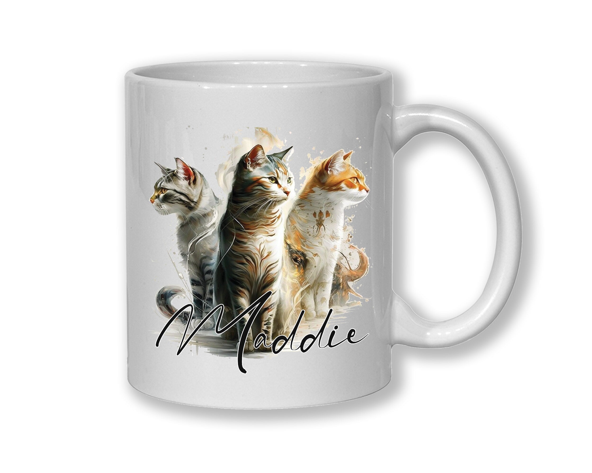 Cat Gift For Cat Lovers - Personalised Coffee Mug with Name - Cat Themed Gift for Cat Owner - Gift for Girls - Watercolour Warrior  MGZ546
