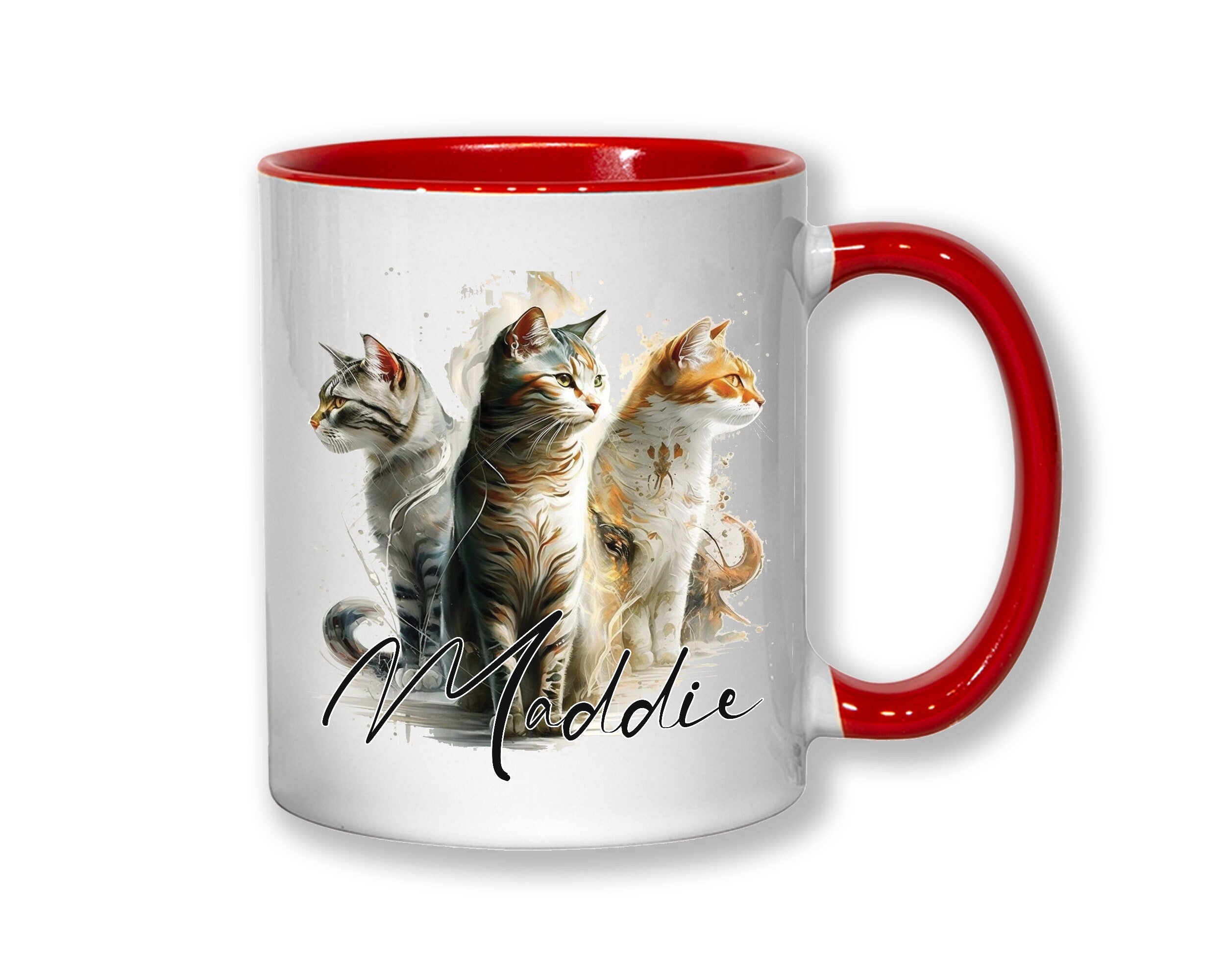 Cat Gift For Cat Lovers - Personalised Coffee Mug with Name - Cat Themed Gift for Cat Owner - Gift for Girls - Watercolour Warrior  MGZ546