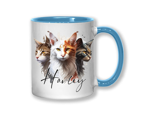 Cat Gift For Cat Lovers - Personalised Coffee Mug with Name - Cat Themed Gift for Cat Owner - Gift for Girls - Watercolour Warrior  MGZ549