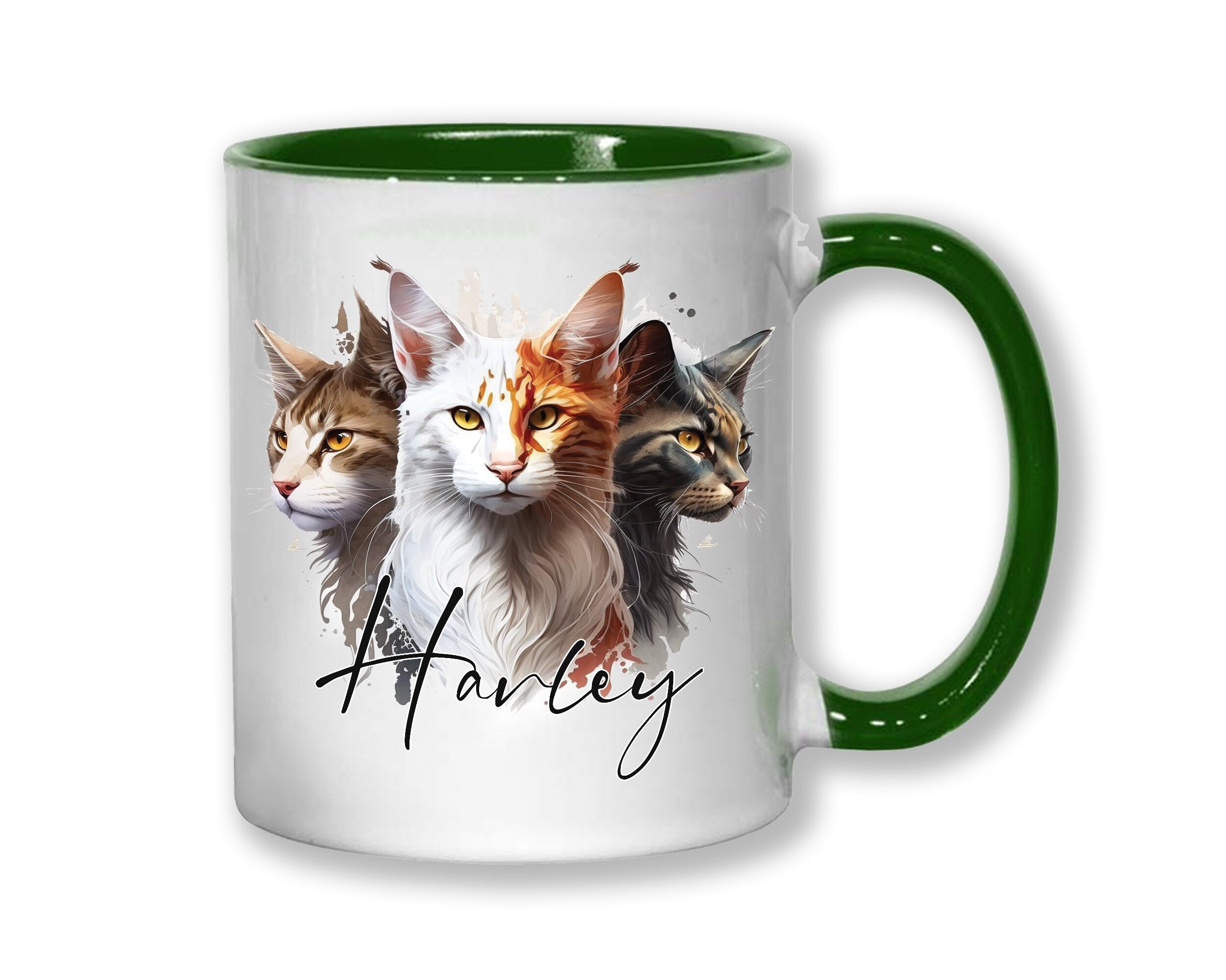 Cat Gift For Cat Lovers - Personalised Coffee Mug with Name - Cat Themed Gift for Cat Owner - Gift for Girls - Watercolour Warrior  MGZ549