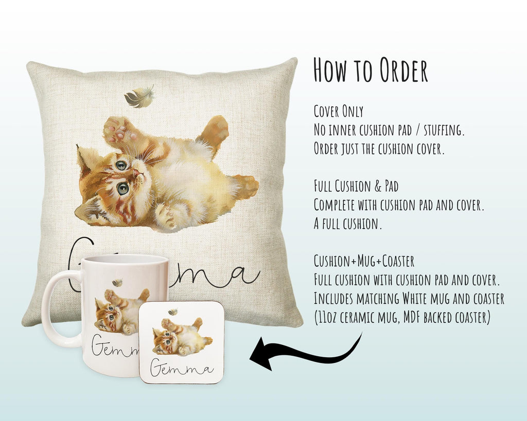 Personalised Cat Lover Cushion Gift Printed Name Design - Cushion Throw Pillow Gift For Boys Nursery Bedroom Birthday Christmas Gift CS042