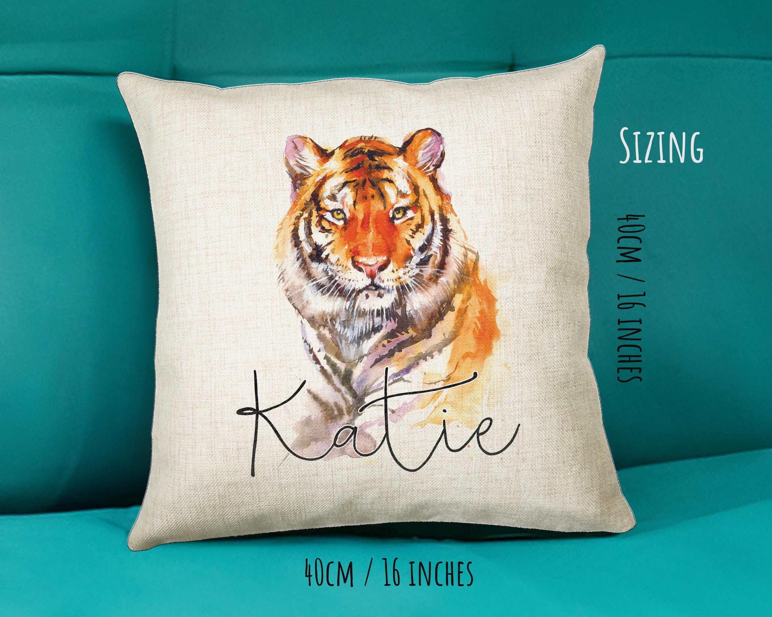 Personalised Tiger Cushion Gift Printed Name Design Big Cat Cushion Throw Pillow Gift For Mum Dad Friend Bedroom Birthday Gift CS139
