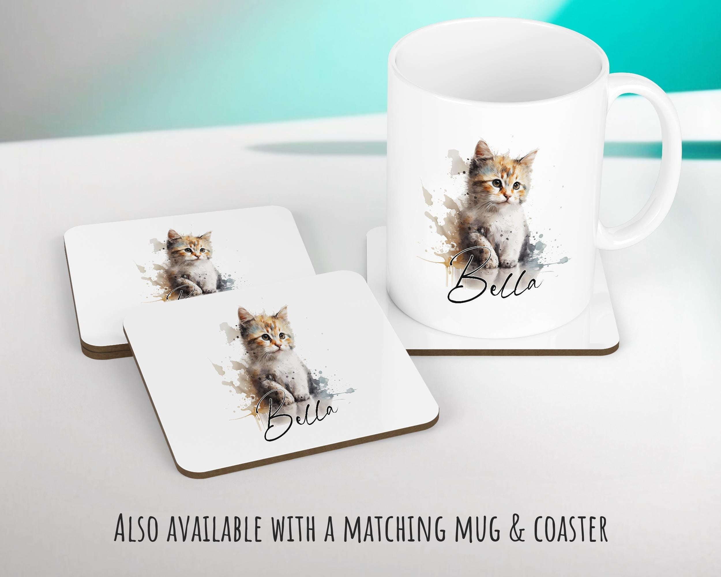 Cat Gift For Cat Lovers - Personalised Cushion with Name - Cat Themed Gift for Cat Owner - Gift for Girls - Watercolour Warrior CS548