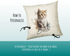 Cat Gift For Cat Lovers - Personalised Cushion with Name - Cat Themed Gift for Cat Owner - Gift for Girls - Watercolour Warrior CS548