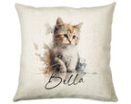 Cat Gift For Cat Lovers - Personalised Cushion with Name - Cat Themed Gift for Cat Owner - Gift for Girls - Watercolour Warrior CS548