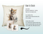 Cat Gift For Cat Lovers - Personalised Cushion with Name - Cat Themed Gift for Cat Owner - Gift for Girls - Watercolour Warrior CS548