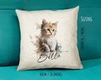 Cat Gift For Cat Lovers - Personalised Cushion with Name - Cat Themed Gift for Cat Owner - Gift for Girls - Watercolour Warrior CS548
