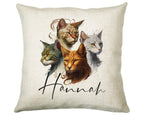 Cat Gift For Cat Lovers - Personalised Cushion with Name - Cat Themed Gift for Cat Owner - Gift for Girls - Watercolour Warrior CS547