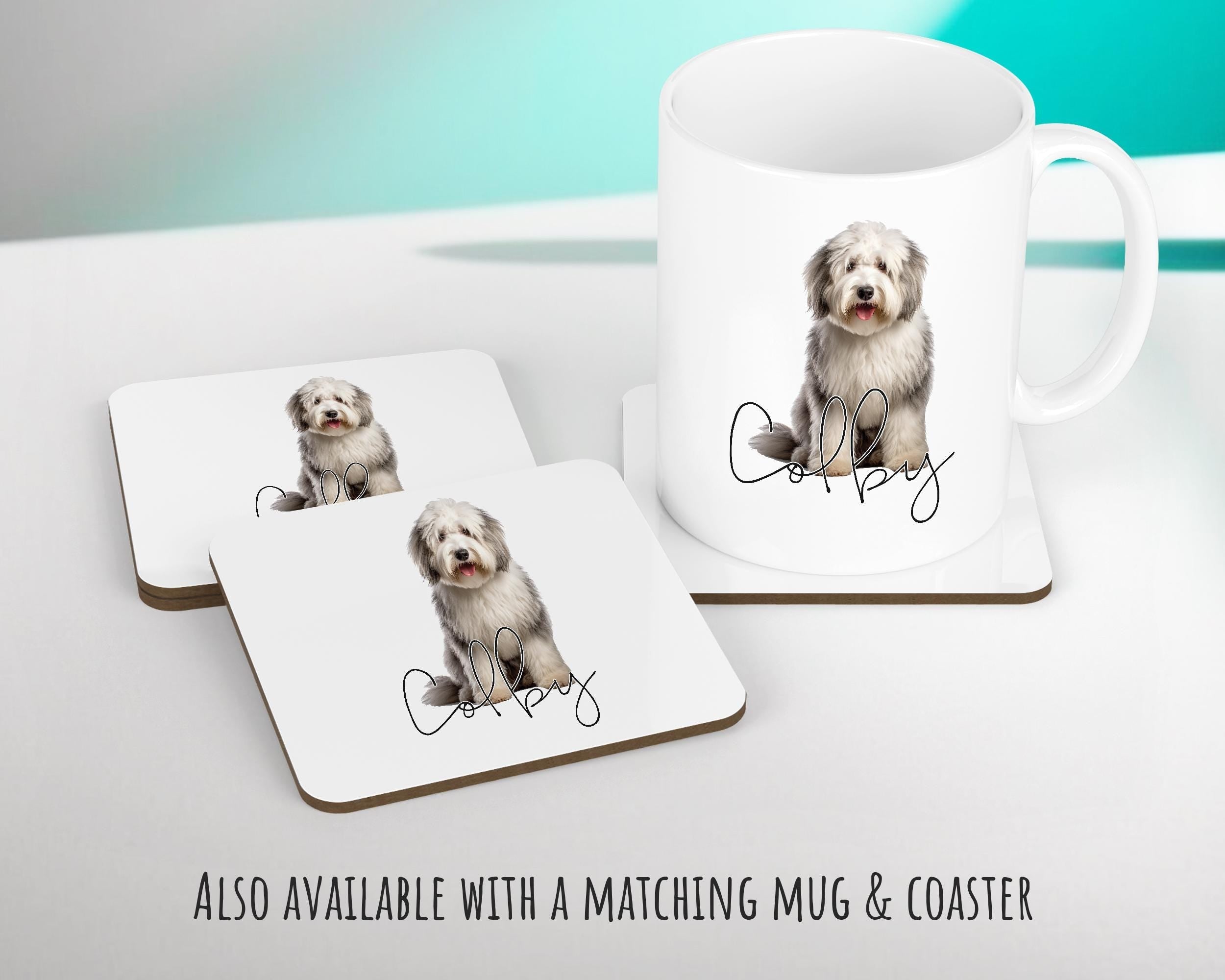 Personalised Old English Sheep Dog Dog Cushion Gift Printed Name Design - Cushion Throw Pillow Gift -Bedroom Birthday Christmas Gift CS560