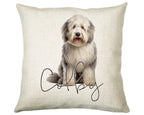 Personalised Old English Sheep Dog Dog Cushion Gift Printed Name Design - Cushion Throw Pillow Gift -Bedroom Birthday Christmas Gift CS560