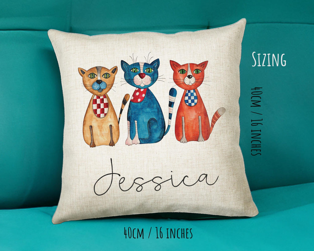 Personalised Cat Lover Cushion Gift Printed Name Design - Cushion Throw Pillow Gift For Boys Nursery Bedroom Birthday Christmas Gift CS041