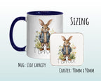 Personalised Bunny Rabbit Gift Mug - Ceramic Coffee Tea Hot Chocolate Mug Coaster Cute Rabbit Flowers Animal - Secret Santa Gift Idea MG0879