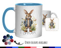 Personalised Bunny Rabbit Gift Mug - Ceramic Coffee Tea Hot Chocolate Mug Coaster Cute Rabbit Flowers Animal - Secret Santa Gift Idea MG0879