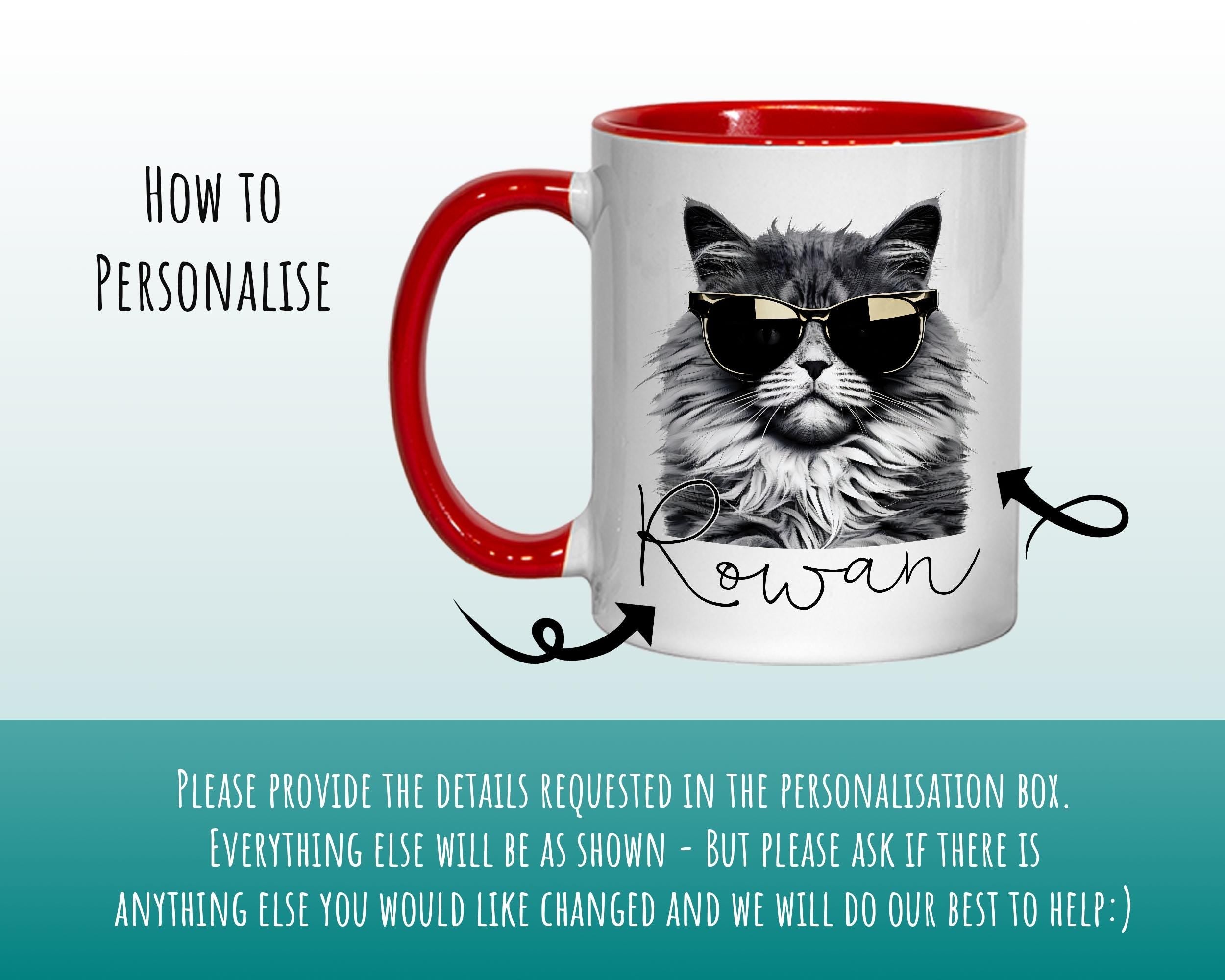 Personalised Cat Lovers Gift Mug - Ceramic Coffee Tea Chocolate Mug Coaster - Cool Cat Design for Cat Owner Cat Mum Dad Secret Santa MG0889