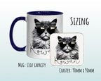 Personalised Cat Lovers Gift Mug - Ceramic Coffee Tea Chocolate Mug Coaster - Cool Cat Design for Cat Owner Cat Mum Dad Secret Santa MG0889