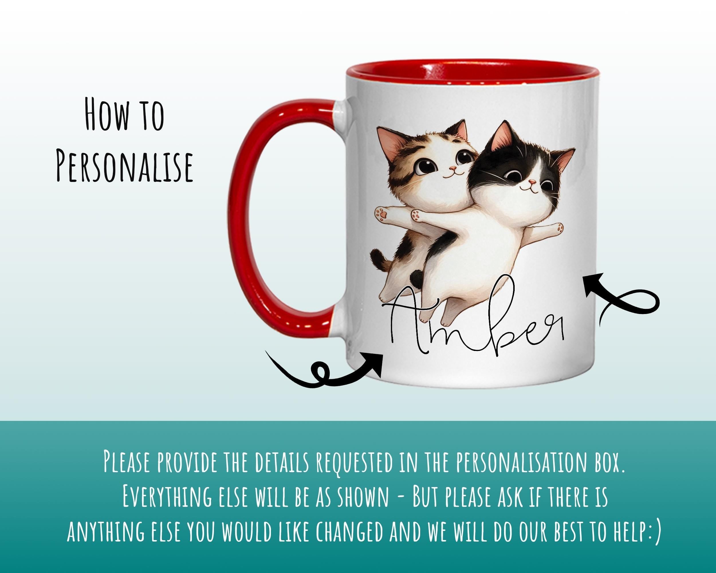 Personalised Cat Lovers Gift Mug - Ceramic Coffee Tea Chocolate Mug Coaster Cat Couple Design for Cat Owner Cat Mum Dad Secret Santa MG0891