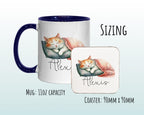 Personalised Cat Lovers Gift Mug - Ceramic Coffee Tea Chocolate Mug Coaster Cat Sleeping Design for Cat Owner Cat Mum Secret Santa MG0892