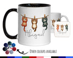 Personalised Cat Lovers Gift Mug - Ceramic Coffee Tea Chocolate Mug Coaster Clothes Line Cats Design for Cat Mum Owner Secret Santa MG0894
