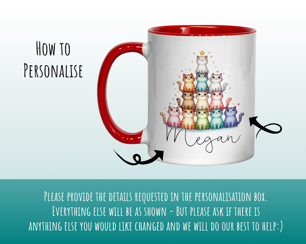 Personalised Cat Lovers Gift Mug - Ceramic Coffee Tea Chocolate Mug Coaster Cat Tower Tree Design for Cat Owner Cat Mum Secret Santa MG0895