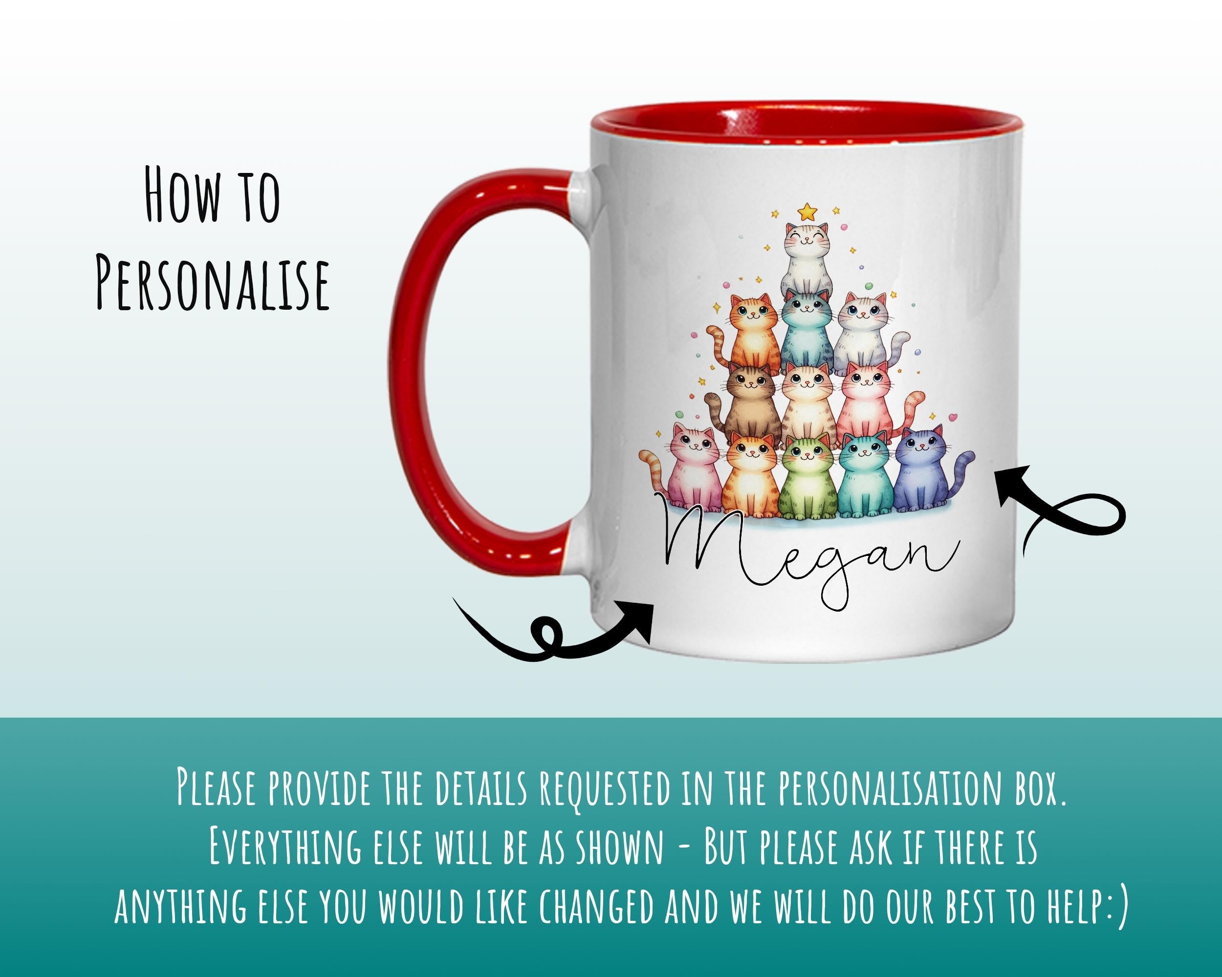 Personalised Cat Lovers Gift Mug - Ceramic Coffee Tea Chocolate Mug Coaster Cat Tower Tree Design for Cat Owner Cat Mum Secret Santa MG0895