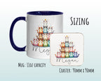 Personalised Cat Lovers Gift Mug - Ceramic Coffee Tea Chocolate Mug Coaster Cat Tower Tree Design for Cat Owner Cat Mum Secret Santa MG0895