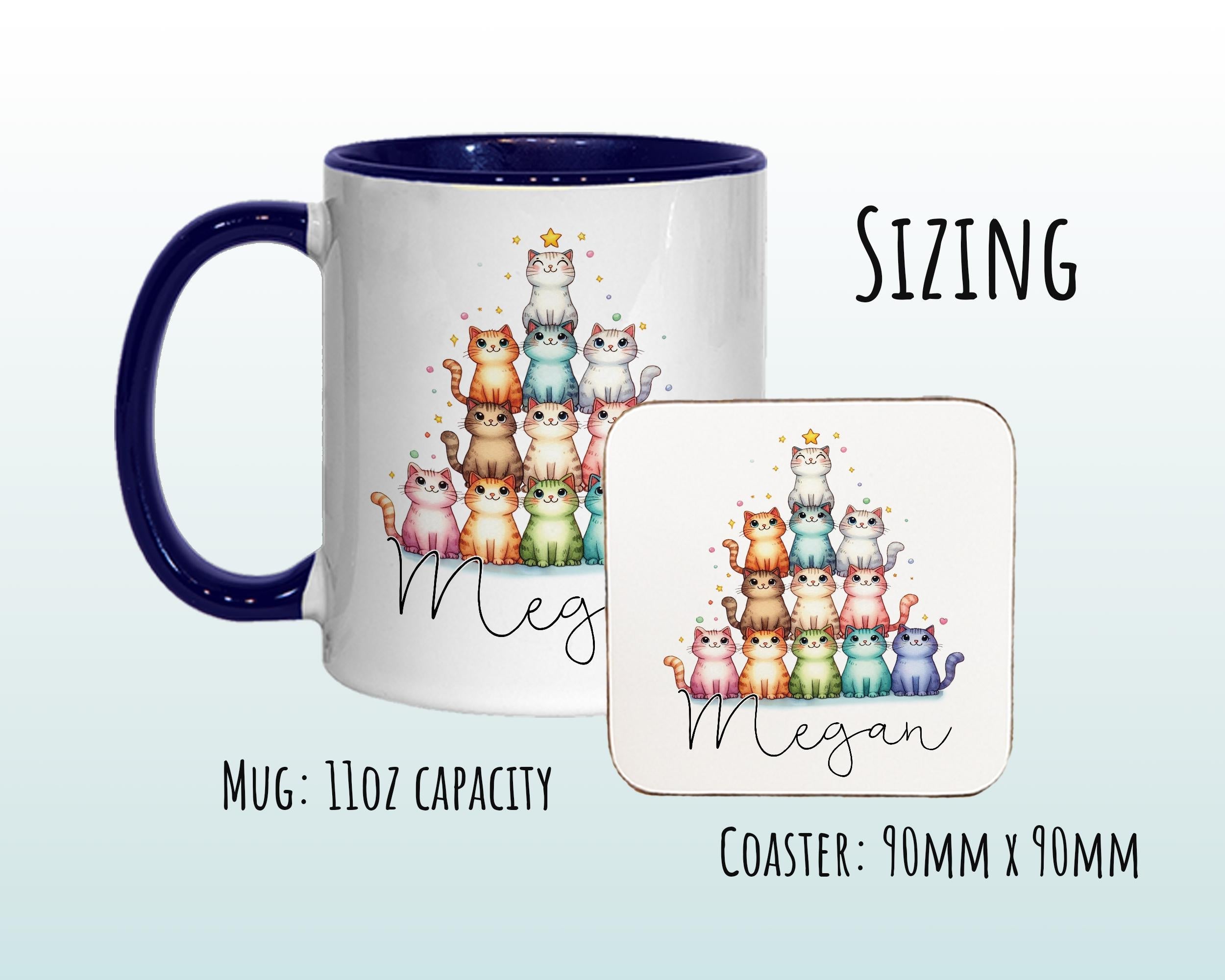 Personalised Cat Lovers Gift Mug - Ceramic Coffee Tea Chocolate Mug Coaster Cat Tower Tree Design for Cat Owner Cat Mum Secret Santa MG0895
