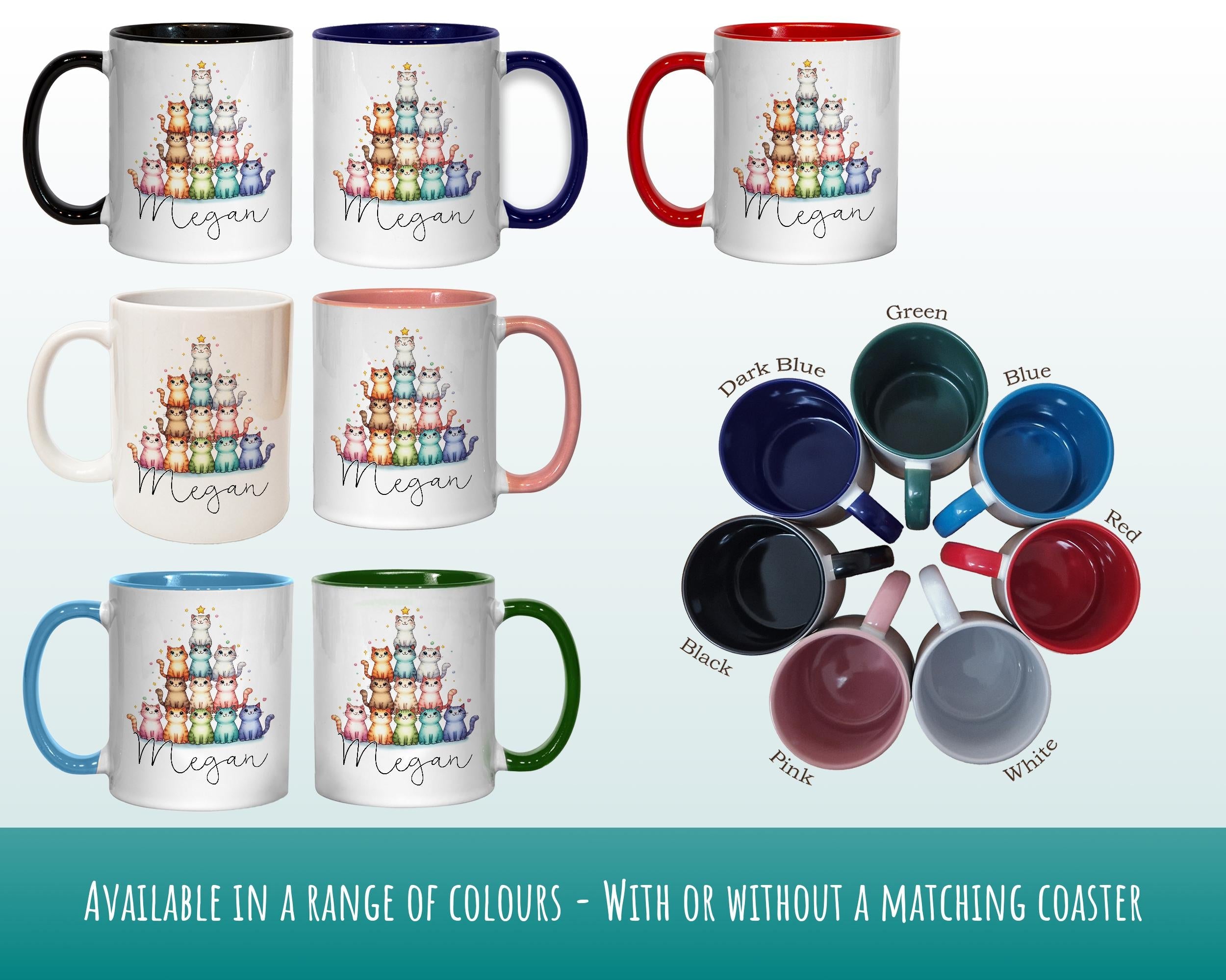 Personalised Cat Lovers Gift Mug - Ceramic Coffee Tea Chocolate Mug Coaster Cat Tower Tree Design for Cat Owner Cat Mum Secret Santa MG0895