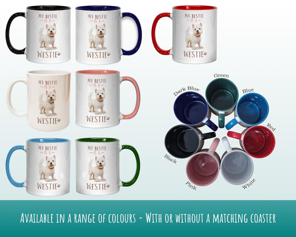 Westie Gift Mug - Ceramic Coffee Tea Chocolate Mug Coaster West Highland White Terrier Design for Dog Mum Dad Owner Secret Santa MG0905