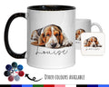 Personalised Basset Hound Gift Mug - Ceramic Coffee Tea Chocolate Mug Coaster Basset Hound Design for Dog Mum Dad Owner Secret Santa MG0910