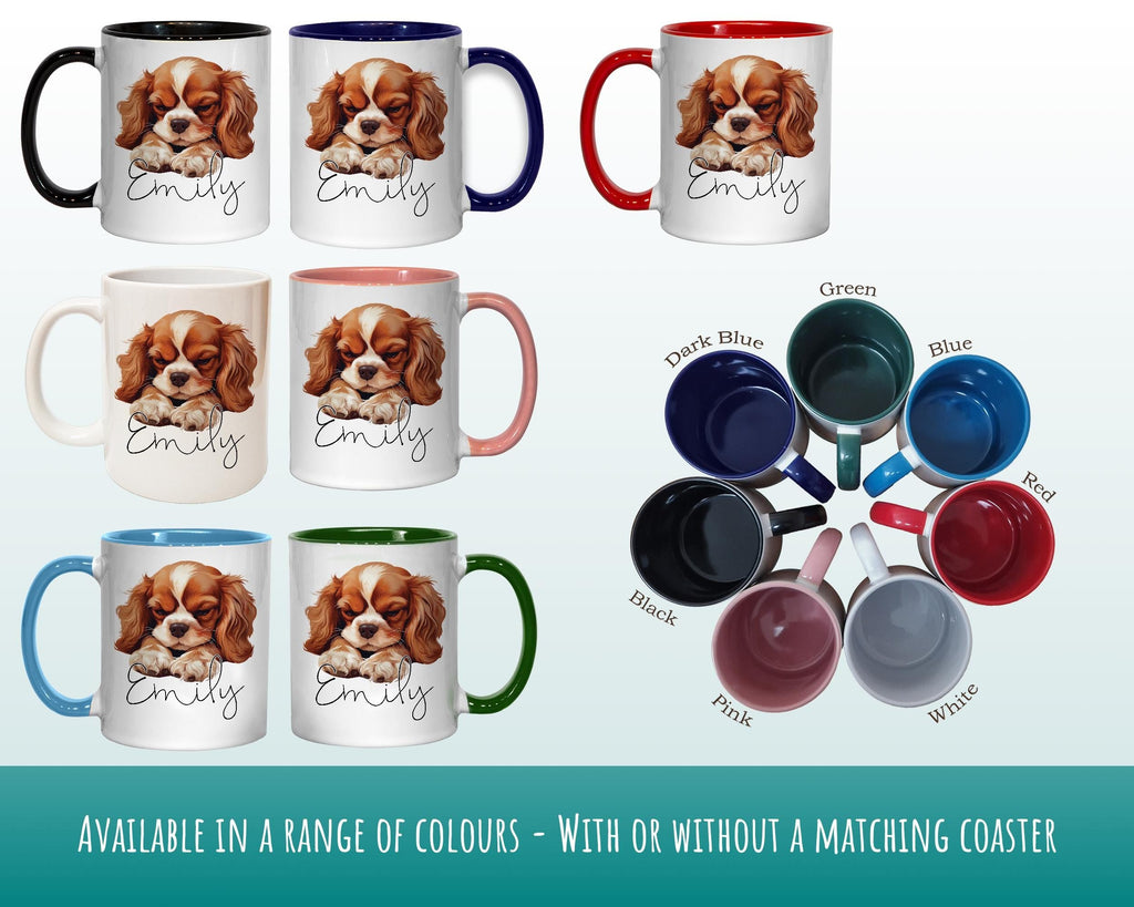 Personalised King Charles Spaniel Gift Mug - Ceramic Coffee Tea Chocolate Mug Coaster Spaniel Design Dog Mum Dad Owner Secret Santa MG0912