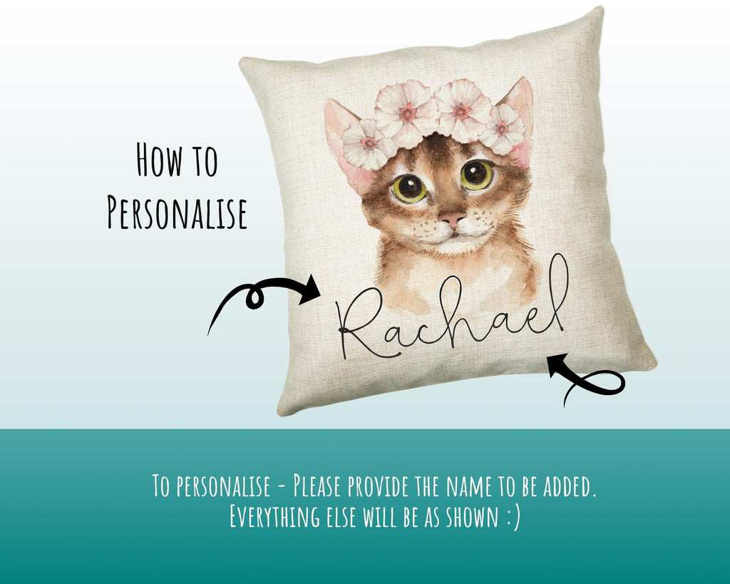 Personalised Cat Lover Cushion Gift Printed Name Design - Cushion Throw Pillow Gift For Boys Nursery Bedroom Birthday Christmas Gift CS043