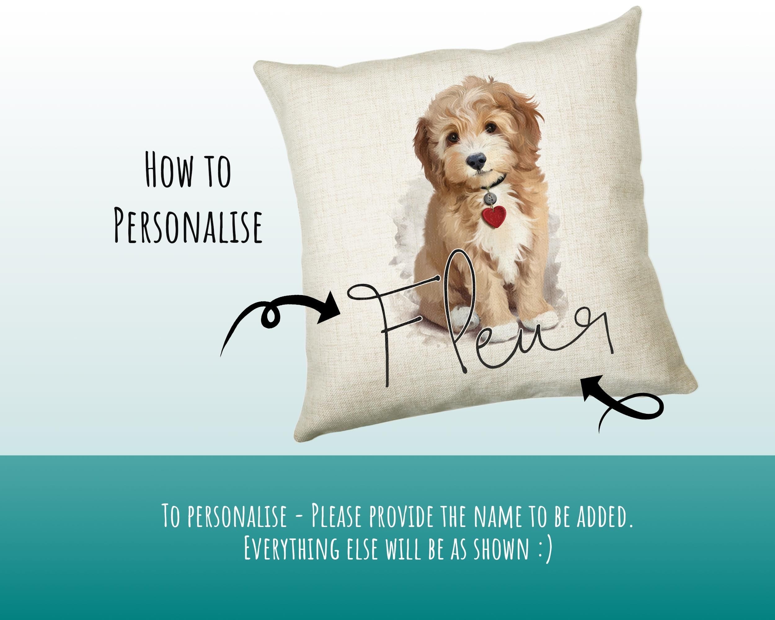 Personalised Puppy Dog Cushion Gift Printed Name Design - Cushion Throw Pillow Gift For Mum Dad Friend Bedroom Birthday Christmas Gift CS077