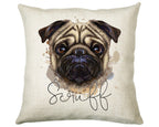 Personalised Pug Cushion Gift Printed Name Design - Cushion Throw Pillow Gift For Dog Lover Dog Mum Dad CS301