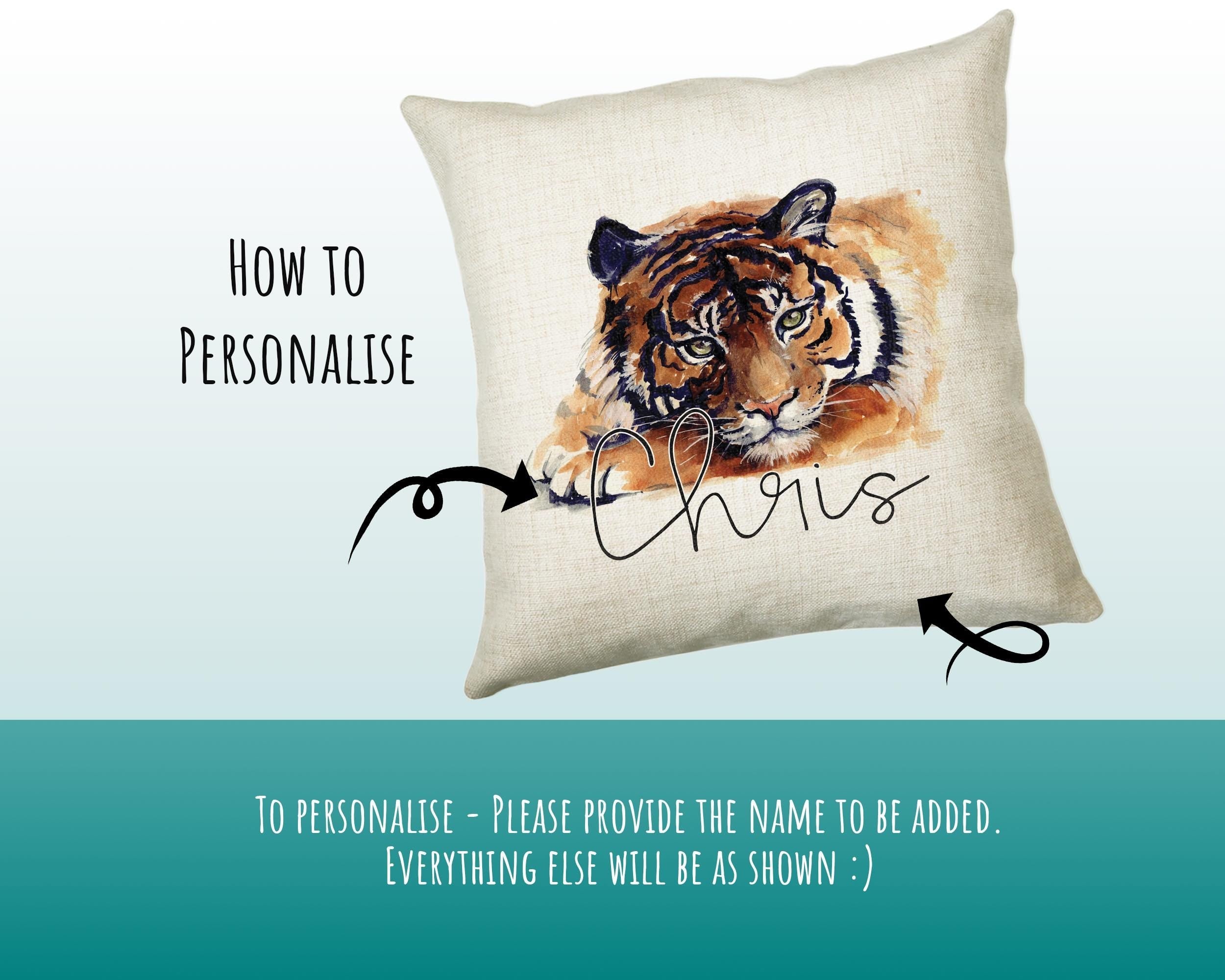 Personalised Tiger Cushion Gift Printed Name Design Big Cat Cushion Throw Pillow Gift For Mum Dad Friend Bedroom Birthday Gift CS138