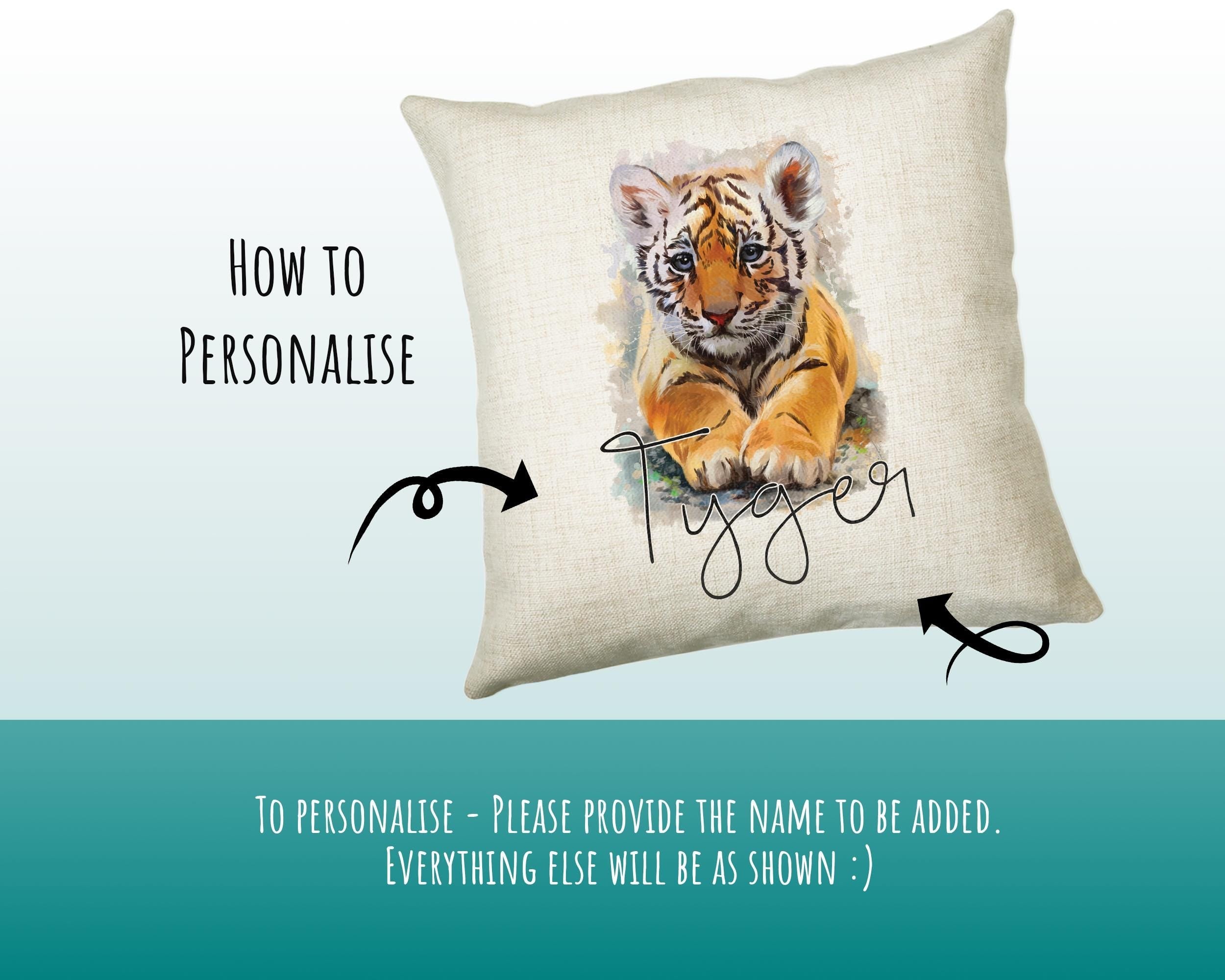 Personalised Tiger Cushion Gift Printed Name Design Big Cat Cushion Throw Pillow Gift For Mum Dad Friend Bedroom Birthday Gift CS137