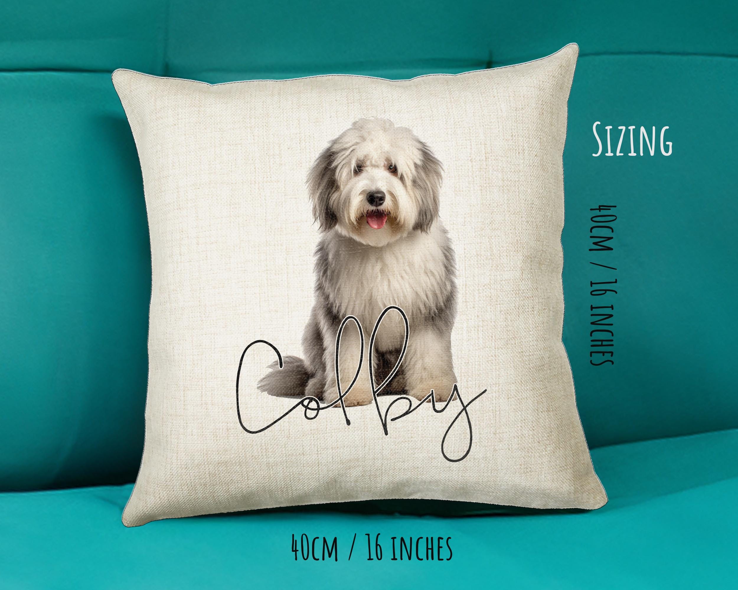 Personalised Old English Sheep Dog Dog Cushion Gift Printed Name Design - Cushion Throw Pillow Gift -Bedroom Birthday Christmas Gift CS560