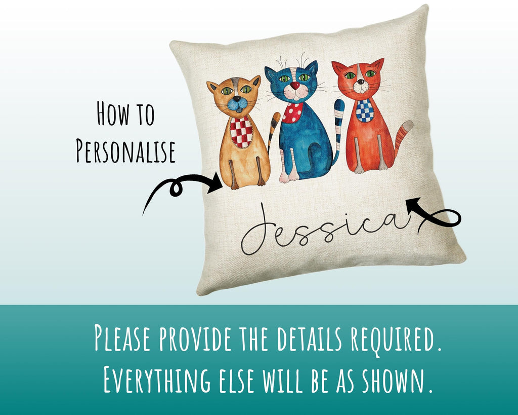 Personalised Cat Lover Cushion Gift Printed Name Design - Cushion Throw Pillow Gift For Boys Nursery Bedroom Birthday Christmas Gift CS041
