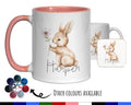 Personalised Bunny Rabbit Gift Mug - Ceramic Coffee Tea Hot Chocolate Mug Coaster Cute Rabbit Flowers Animal - Secret Santa Gift Idea MG0868