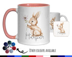 Personalised Bunny Rabbit Gift Mug - Ceramic Coffee Tea Hot Chocolate Mug Coaster Cute Rabbit Flowers Animal - Secret Santa Gift Idea MG0868