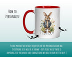 Personalised Bunny Rabbit Gift Mug - Ceramic Coffee Tea Hot Chocolate Mug Coaster Cute Rabbit Flowers Animal - Secret Santa Gift Idea MG0879
