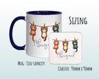 Personalised Cat Lovers Gift Mug - Ceramic Coffee Tea Chocolate Mug Coaster Clothes Line Cats Design for Cat Mum Owner Secret Santa MG0894