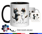 Personalised Cat Lovers Gift Mug - Ceramic Coffee Tea Chocolate Mug Coaster Dancing Cats Design for Cat Mum Dad Owner Secret Santa MG0900