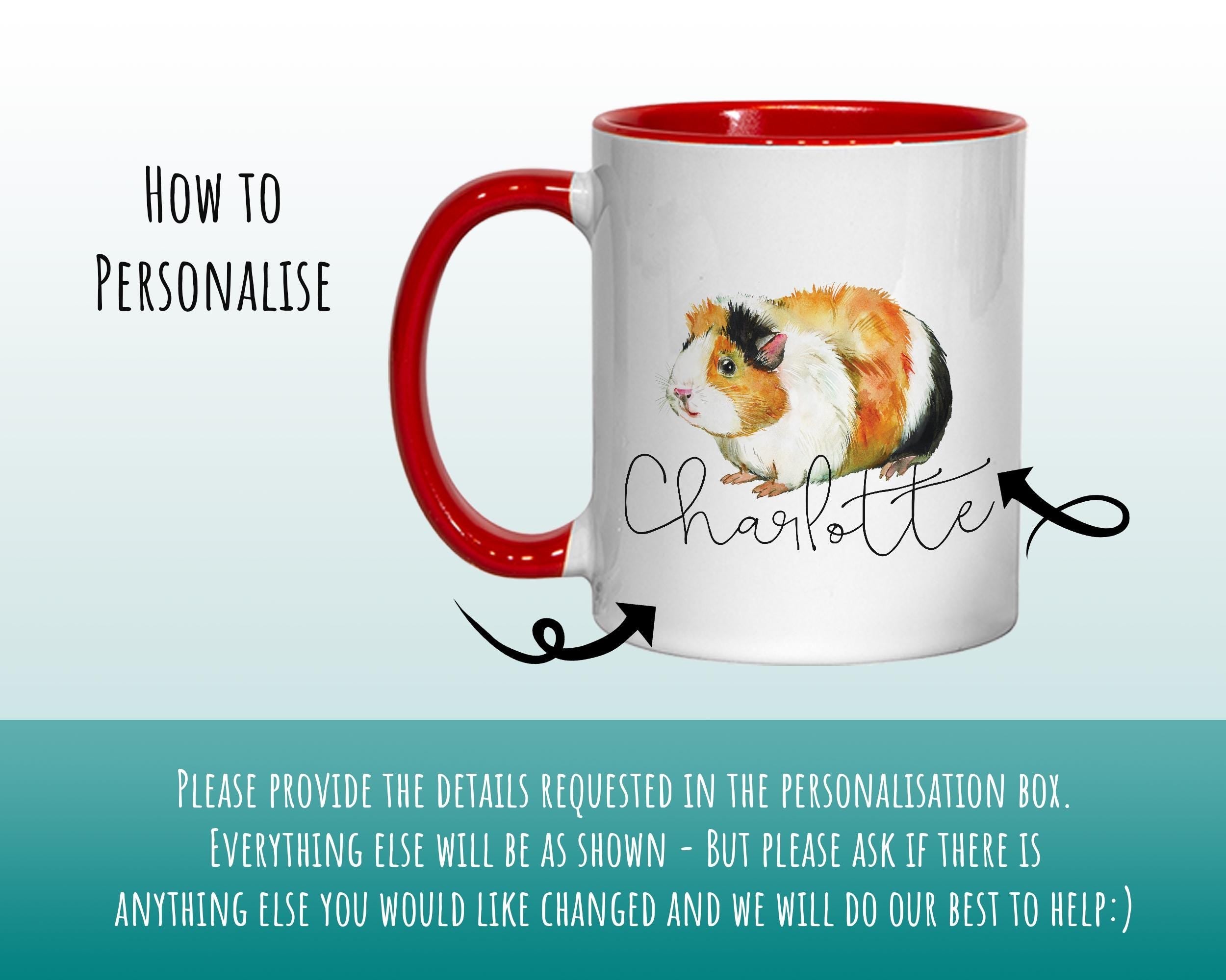 Personalised Guinea Pig Mug Gift - Great Gifts for Small Animal Lovers - Watercolour Guinea Pig Pet Design Mug & Coaster MGZ330