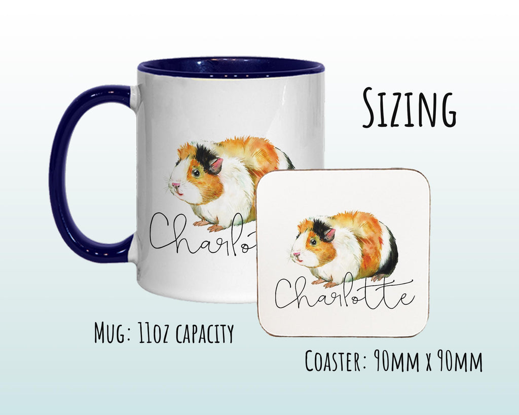 Personalised Guinea Pig Mug Gift - Great Gifts for Small Animal Lovers - Watercolour Guinea Pig Pet Design Mug & Coaster MGZ330