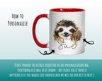 Personalised Sloth Mug Gift - Great Gift for Sloth Lovers - Animal Lovers Mug & Coaster - Sloth Gifts for Her Watercolour Design MGZ079