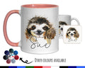 Personalised Sloth Mug Gift - Great Gift for Sloth Lovers - Animal Lovers Mug & Coaster - Sloth Gifts for Her Watercolour Design MGZ079