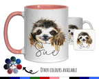 Personalised Sloth Mug Gift - Great Gift for Sloth Lovers - Animal Lovers Mug & Coaster - Sloth Gifts for Her Watercolour Design MGZ079