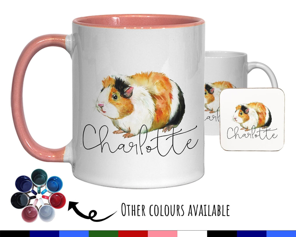 Personalised Guinea Pig Mug Gift - Great Gifts for Small Animal Lovers - Watercolour Guinea Pig Pet Design Mug & Coaster MGZ330